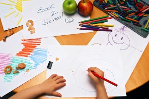 Girl drawing back to school